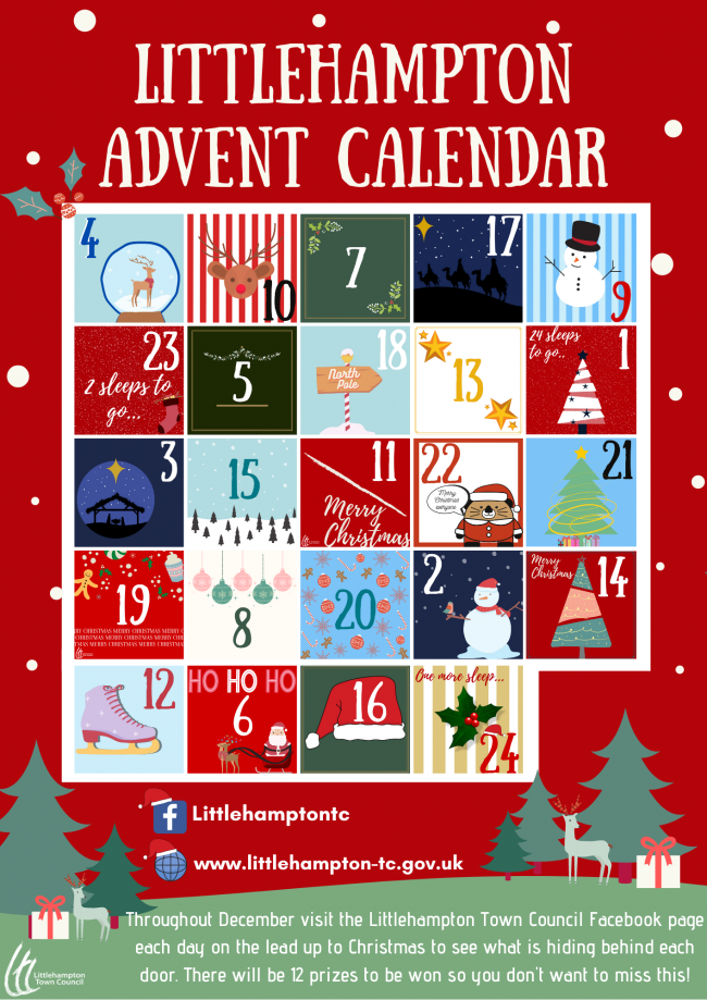 Advent calendar visual with numbers for each door.